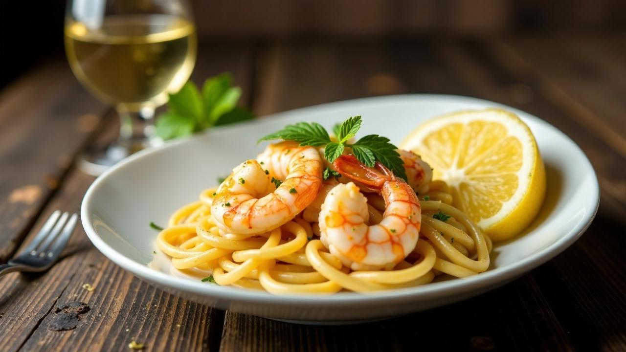 Linguine con Gamberi e Limone (Linguine mit Garnelen und Zitrone)