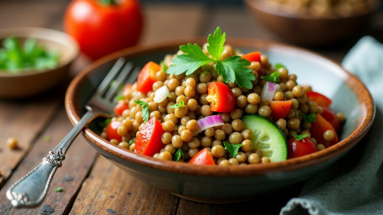 Linsensalat mit Rotweinessig