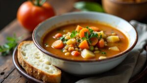 Linsensuppe mit Zwiebeln