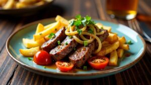 Lomo Saltado: Gebratenes Rindfleisch mit Pommes