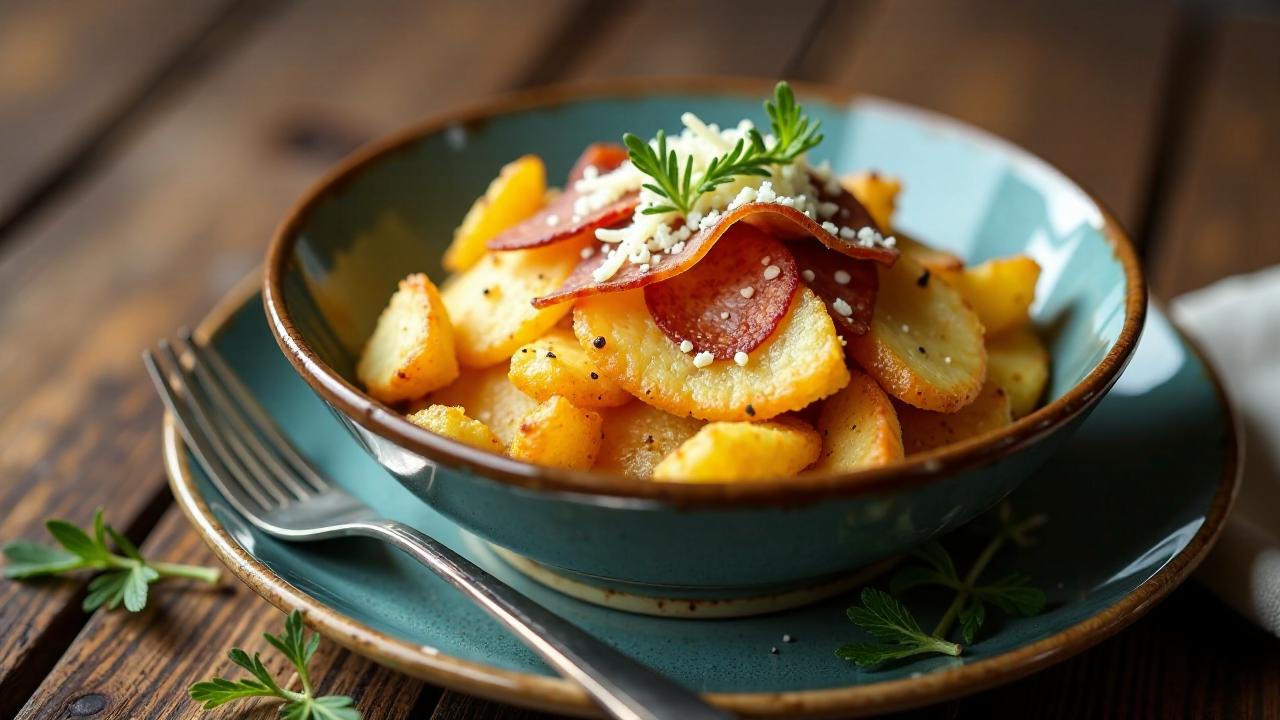 Maluns - Röstkartoffeln mit Bergkäse und Trockenfleisch