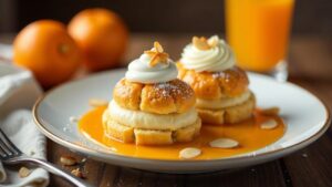 Mandarine-Profiteroles mit Mandelfüllung