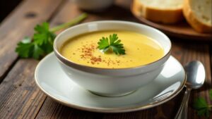 Mandelmilch-Suppe mit Safran-Fäden