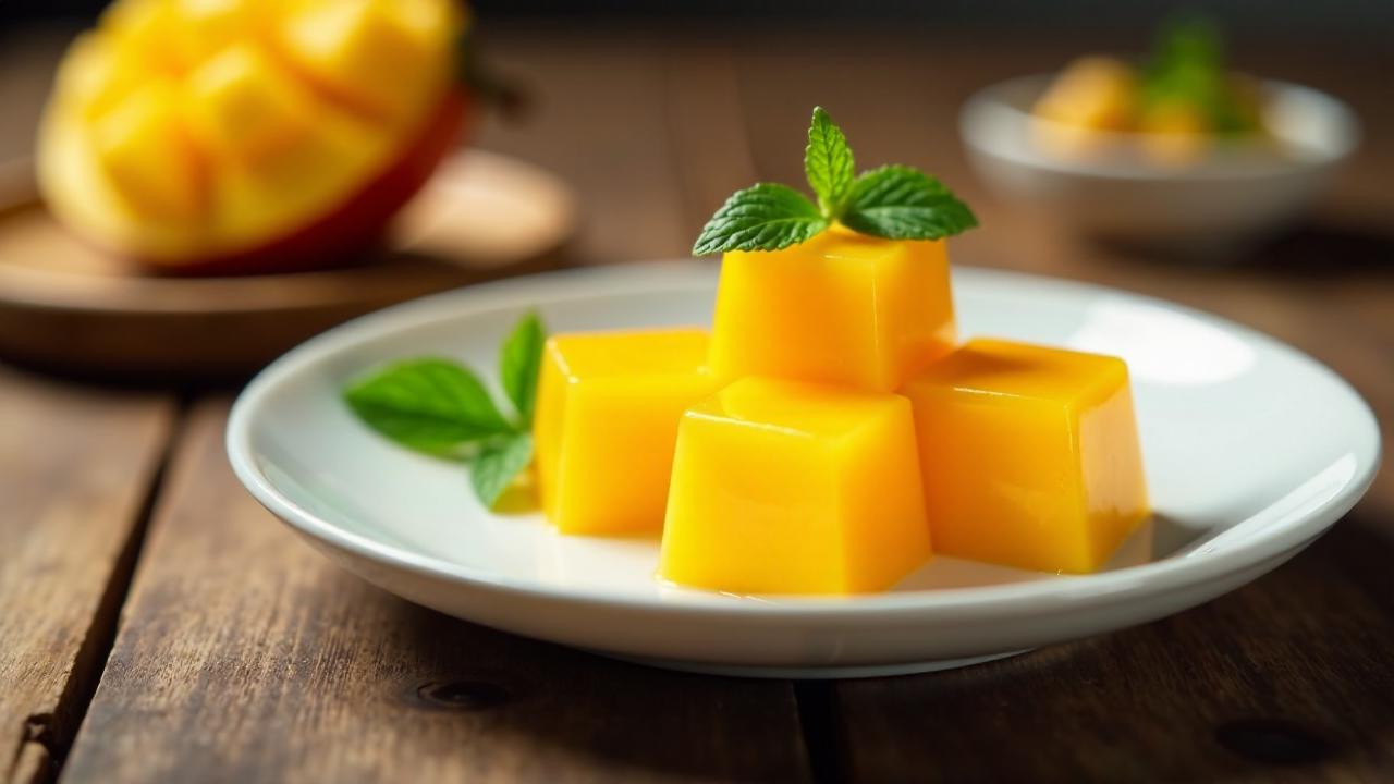 Mango-Gelee Würfel für Parfait