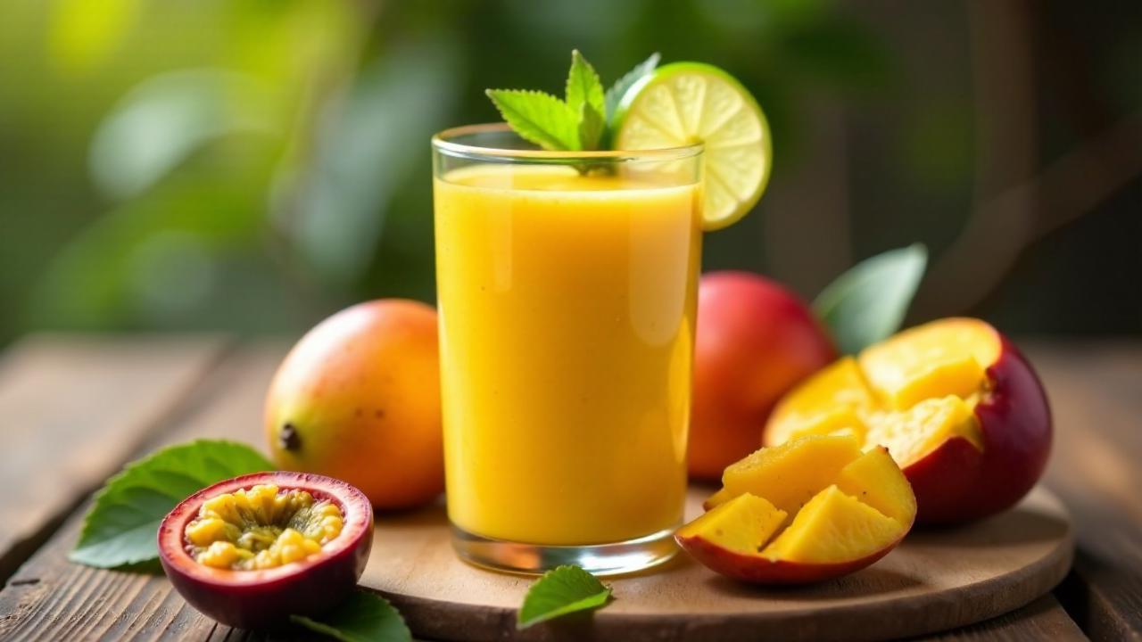 Mango-Maracuja-Smoothie aus überreifer Frucht