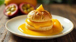 Mango-Profiteroles mit Passionsfrucht