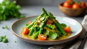 Mangold-Spargel-Salat mit Mānuka-Senf-Dressing