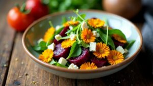 Marigold Salad with Roasted Beetroot