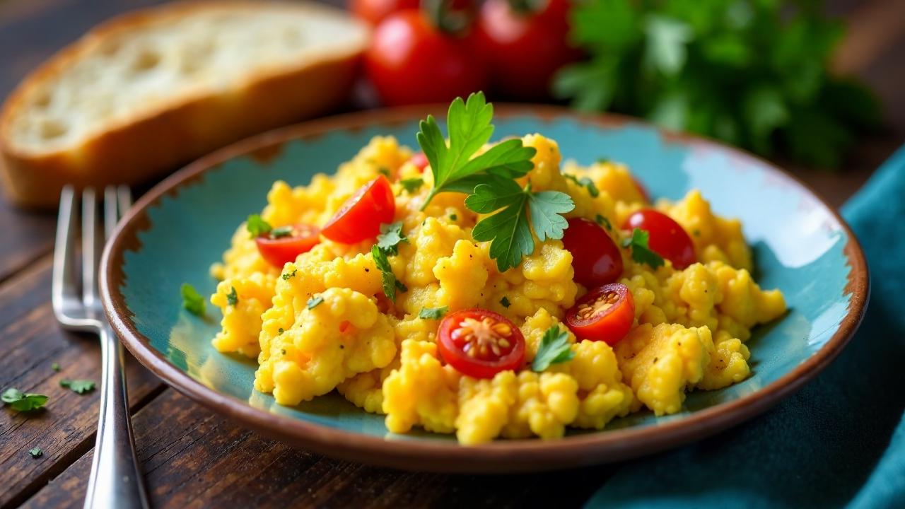 Marokkanisches Rührei mit Tomaten und Zwiebeln