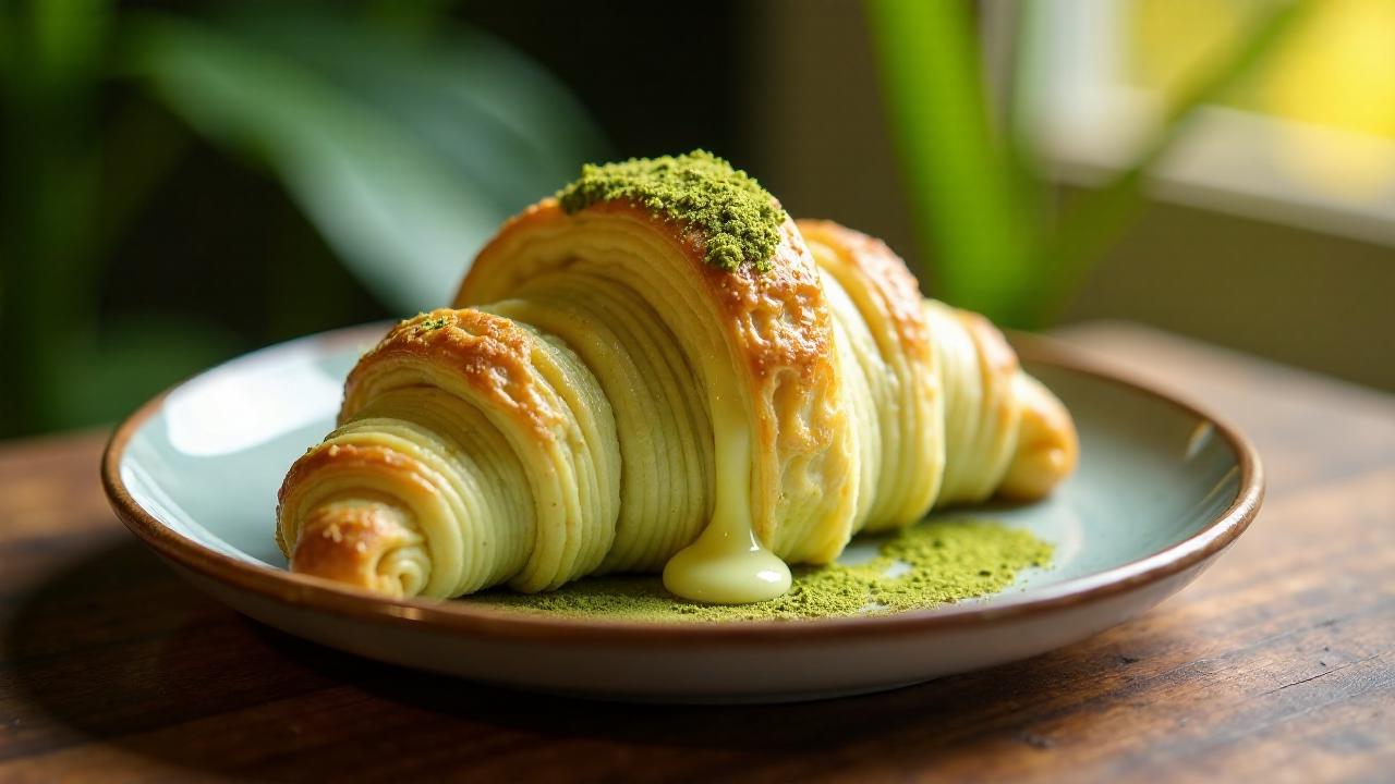 Matcha-Croissants mit weißer Schokolade