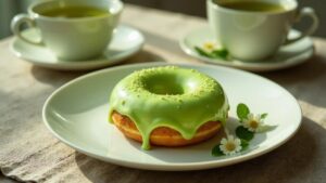 Matcha-Weiße Schokolade-Donut