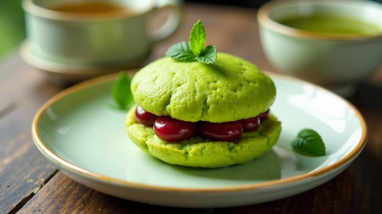 Matcha Dorayaki: Grüner Tee Pfannkuchen-Sandwich