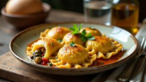 Maultaschen mit Auberginen-Paprika-Füllung