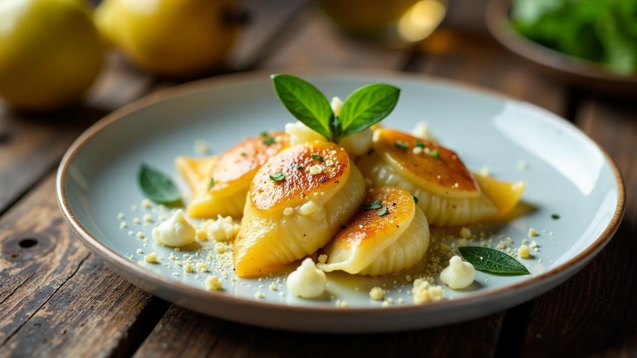 Maultaschen mit Birnen und Gorgonzola