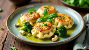 Maultaschen mit Broccoli und Cashews