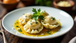 Maultaschen mit Champignons und Trüffelöl