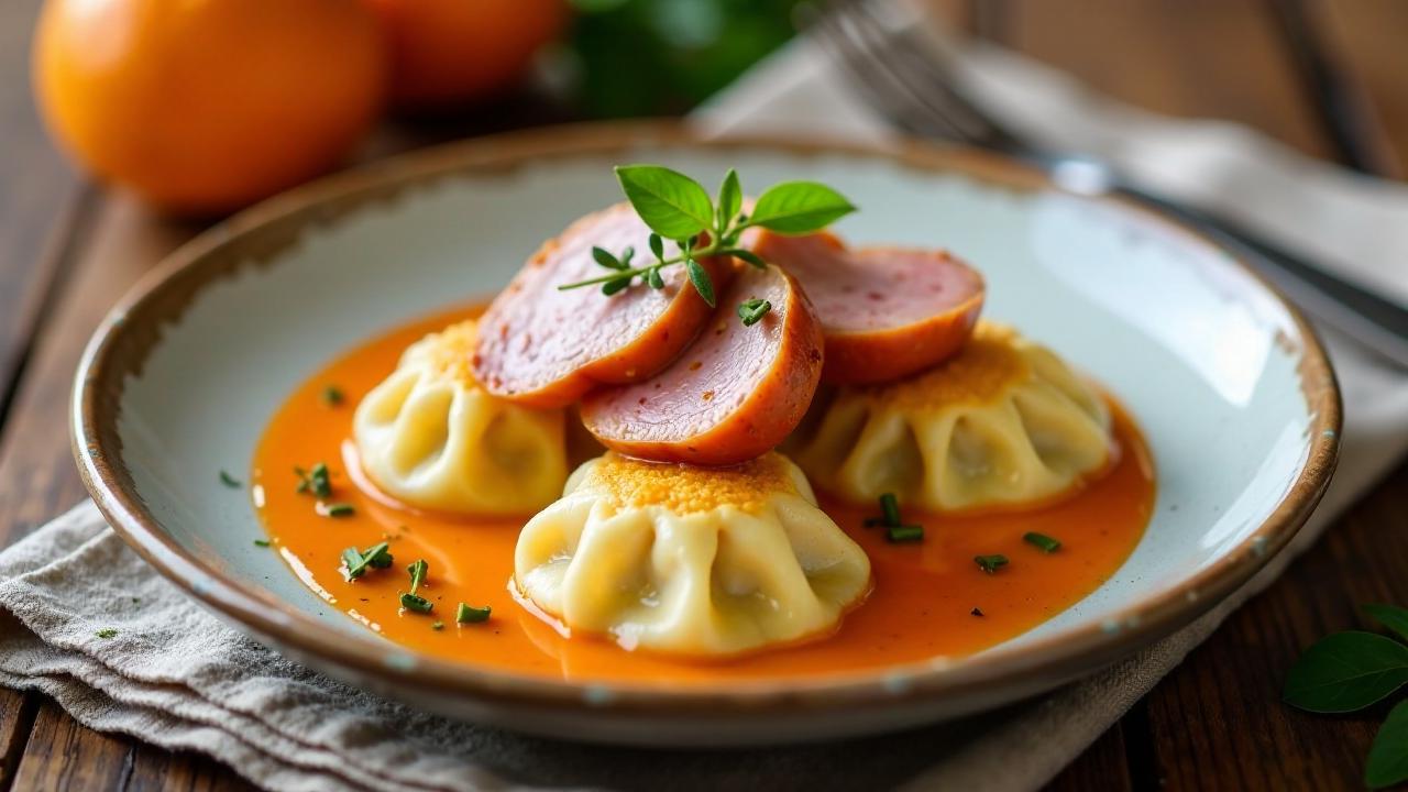 Maultaschen mit Entenbrust und Orange