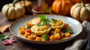 Maultaschen mit Herbstrüben und Äpfeln