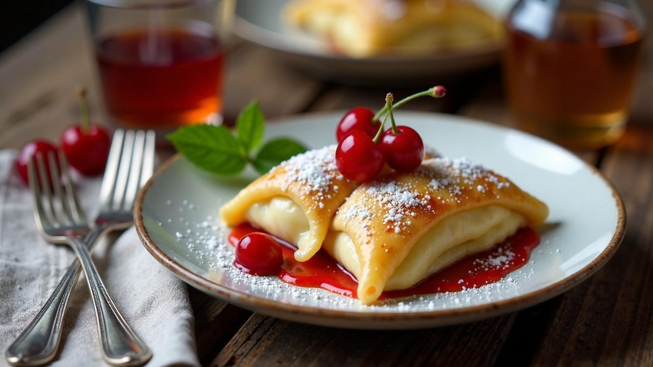 Maultaschen mit Kirschen und Frischkäse