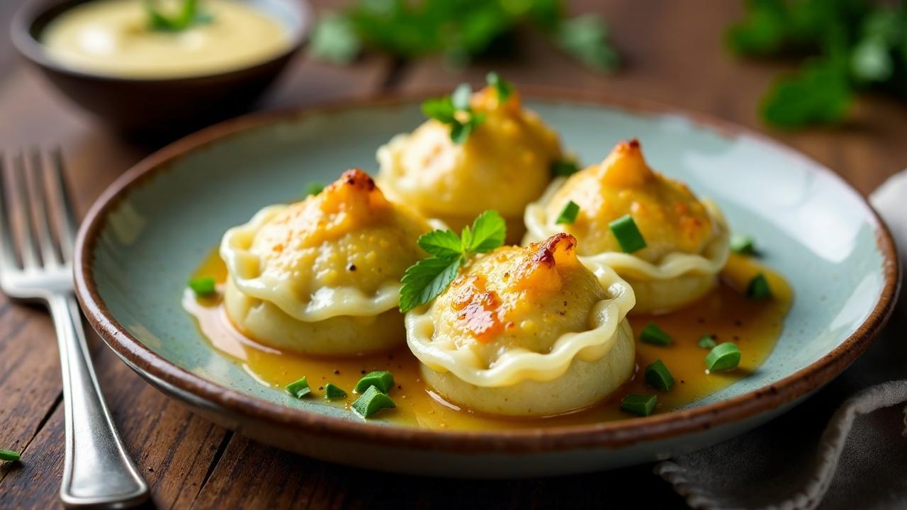 Maultaschen mit Käse-Lauch-Füllung