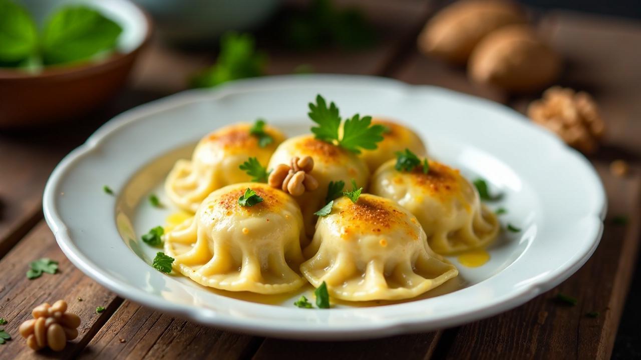 Maultaschen mit Käsefüllung und Walnüssen