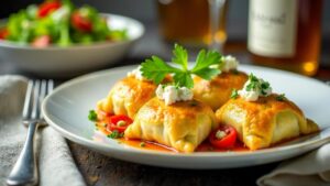 Maultaschen mit Paprika und Feta