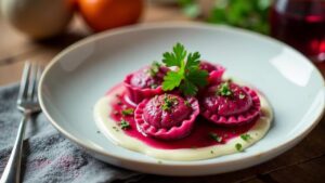 Maultaschen mit Rote-Bete-Füllung