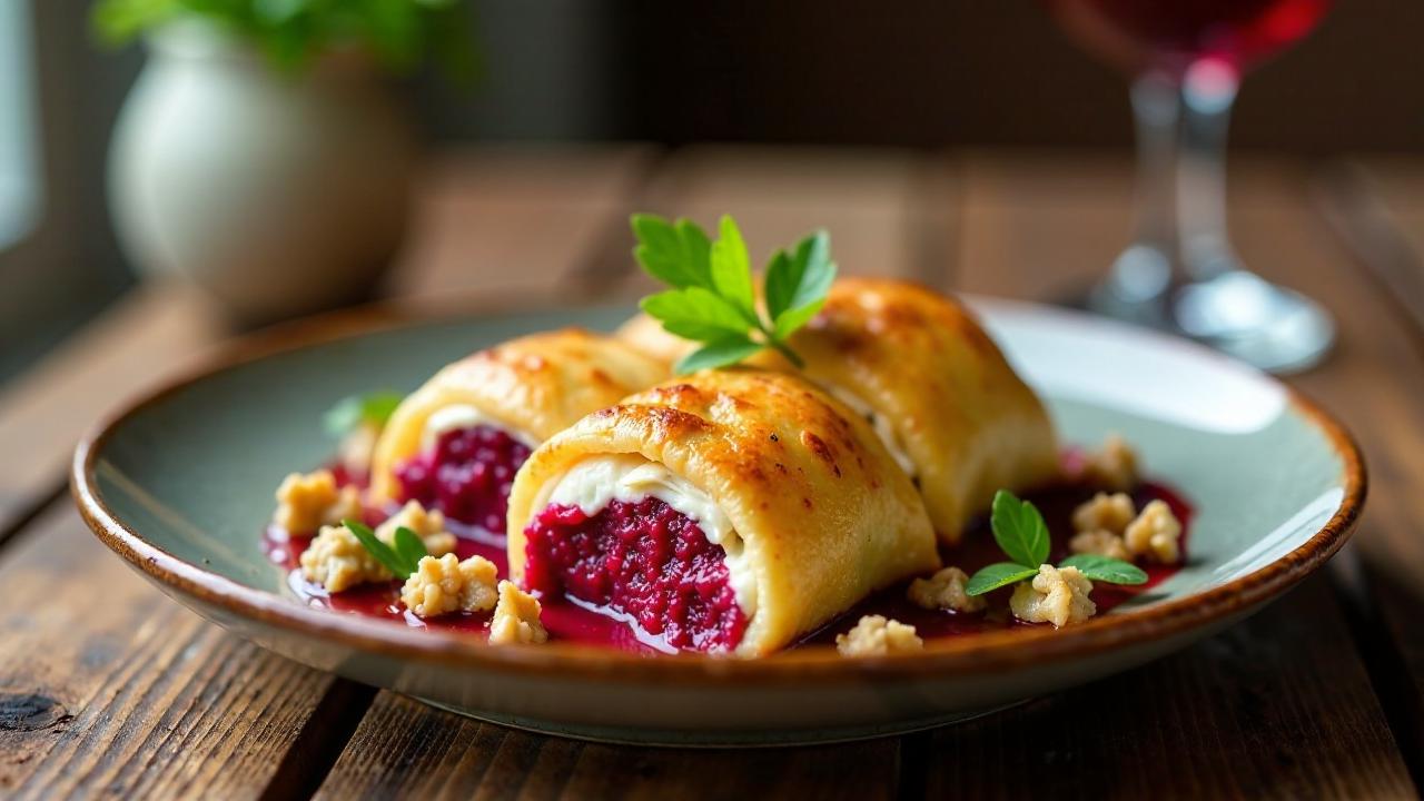 Maultaschen mit Rote-Bete-Ziegenkäse