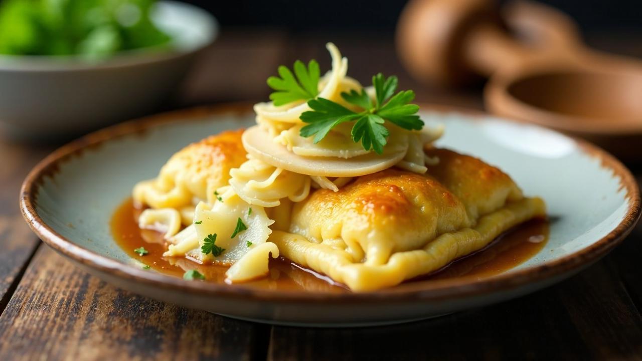 Maultaschen mit Sauerkraut und Kassler