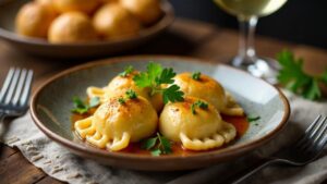 Maultaschen mit Schwarzwurzel und Walnüssen