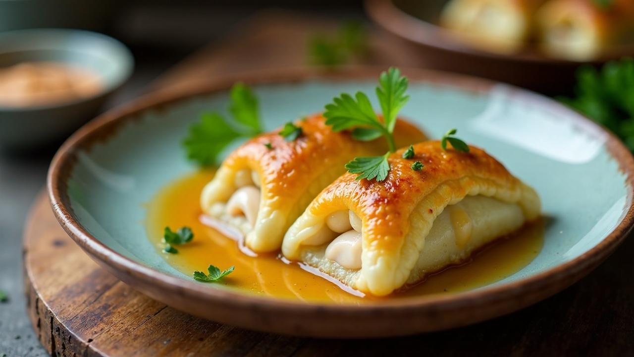 Maultaschen mit Seeteufel und Kräutern