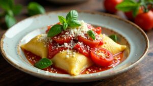 Maultaschen mit Tomate und Basilikum