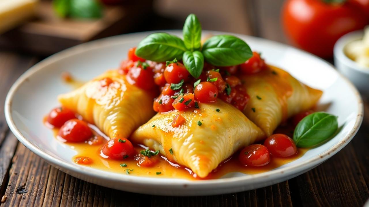 Maultaschen mit Tomaten und Ricotta