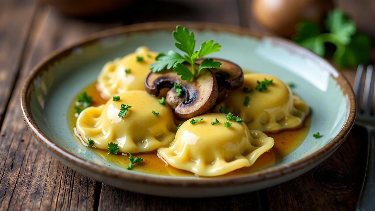 Maultaschen mit Wildpilzen und Kräutern