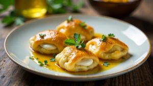 Maultaschen mit Ziegenkäse und Honig