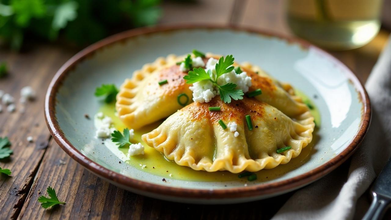 Maultaschen mit Zucchini und Feta