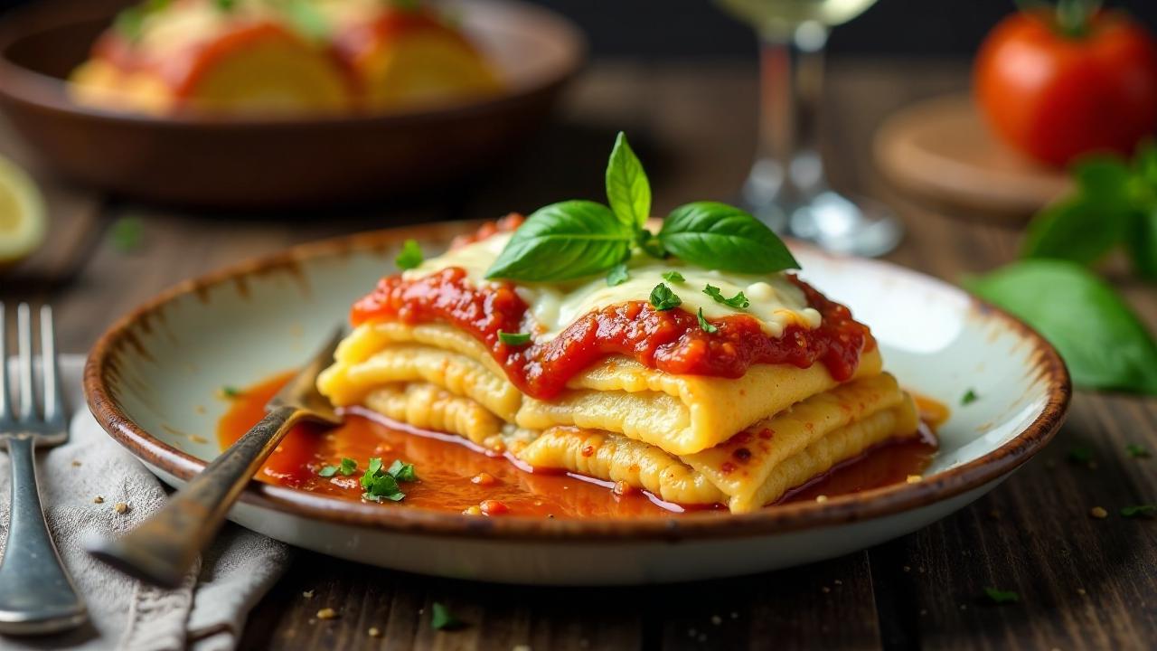 Maultaschenauflauf mit Tomatensoße