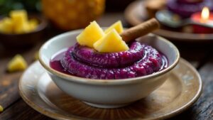 Mazamorra Morada: Lila Maispudding