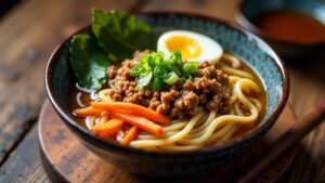 Minced Pork Ramen (Ramennudeln mit Schweinehack)