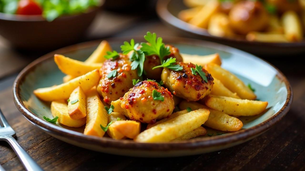 Mish Pula me Pommes - Hähnchen mit Pommes frites