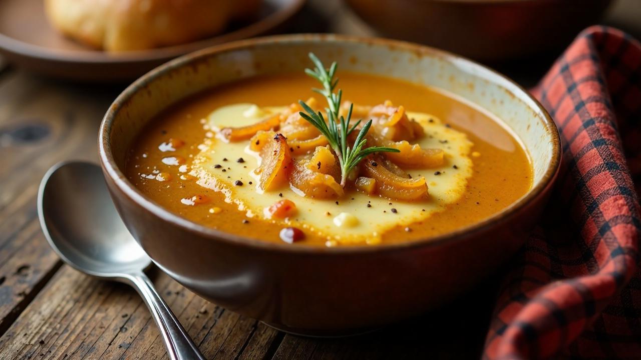 Münchner Zwiebelsuppe mit Käsekrokant