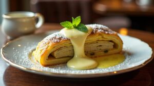 Mohnstrudel mit Vanillesauce