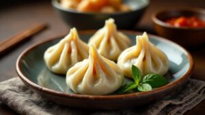 Momos: Gedämpfte Fleisch- und Gemüseteigtaschen