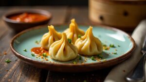 Momos mit Gouda und Lauch