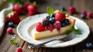 Mürbeteig-Tarte mit Beeren und Vanillepudding