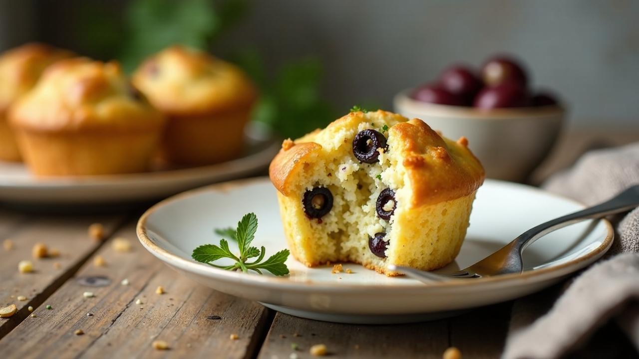 Muffin mit Oliven und Ziegenkäse