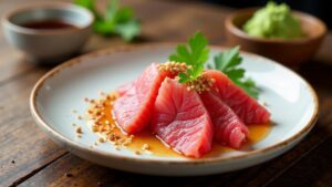 Nauruischer Sashimi aus frischem Thunfisch