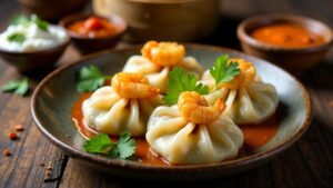 Nepalesische Shrimp-Curry Momos