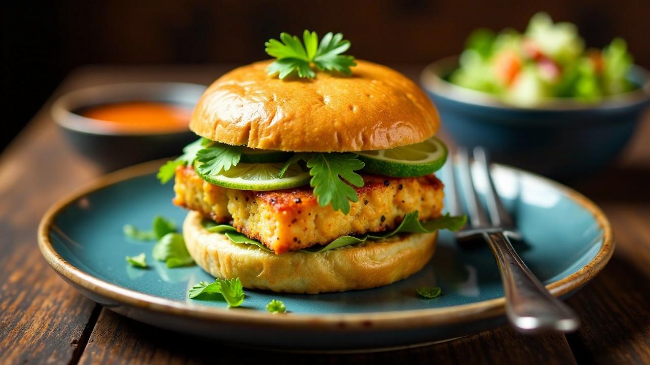 Niueanische Fischburger in Taro-Brötchen