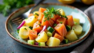 Nordischer Kartoffelsalat mit Fisch